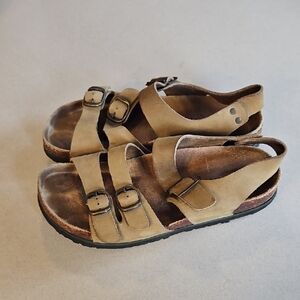 Tan Buckle Strap Sandals Bama